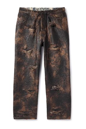 Acne Studios Wide-Leg Distressed Coated Jeans