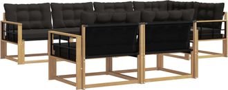 vidaXL Conjunto De Sof&aacute;s De Exterior 7 Uds. Blanco Y Negro Vidaxl