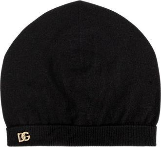 Dolce & Gabbana Cashmere Muts met DG Logo Borduring - Dames - Hoeden - Zwart - ONE Size - Accessoires