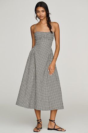 Maeve Drop-Waist Shirred Midi Dress