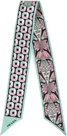 Prada Printed Silk Twill Skinny Scarf