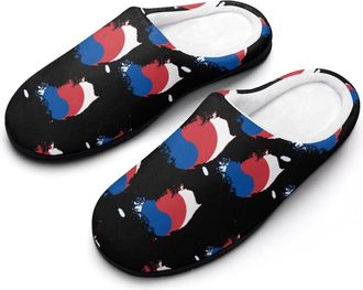 Generic Flag Map of South Korea Cotton Slippers for Women Indoor Outdoor Slipper Slip-On Memory Foam Home Shoes