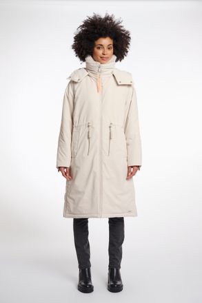 Rino&Pelle Outdoorjacke RINO & PELLE QUINTE, Damen, Gr. 36, beige (birch), Web, Obermaterial: 100% Polyester, unifarben, ausgestellt knielang, Rundhals, Jacken O