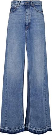Stella McCartney Blauwe Twee-Tinten Wassing Slouchy Rechte Pijp Jeans - Dames - Loose Fit Jeans - Blauw - W26 - Katoen - Jeans