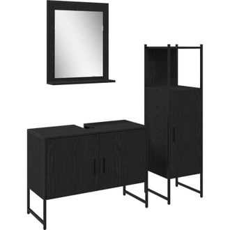vidaXL Juego De Muebles De Ba&ntilde;o 3 Pcs Negro 33 X 33 X 102.5 Cm Vidaxl