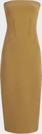 Another Tomorrow Doppio Structured Wool Midi Dress