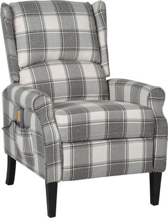 Les Tendances Sillón de masaje reclinable de tela gris vidaXL