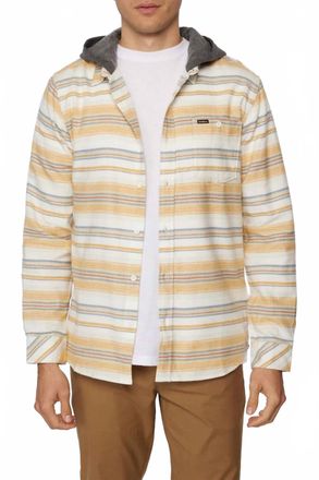 O'Neill Redmond Hooded Flannel Shirt In White Stripe