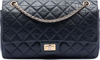 Chanel Womens Pre-owned Quilted Aged Calfskin Reissue 2.55 Double Flap 226 - Dark Blue Leather - One Size