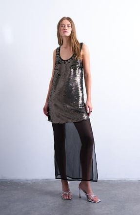 Topshop Sequin Sheer Hem Maxi Dress in Silver at Nordstrom Rack, Size 8 Us (Fits Like 6-8)