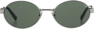 Saint Laurent Ronde metalen zonnebril met gegraveerd logo - Dames - Zonnebrillen - Grijs - ONE Size - Accessoires