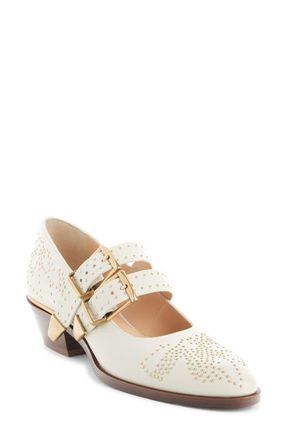 Chlo&eacute; Susan Stud Mary Jane Pump in Eggshell at Nordstrom, Size 10.5Us