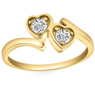 Pompeii3 1/3CT Diamond Two Stone Forever Us Heart Ring in White, Yellow, or Rose Gold