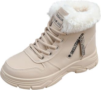 Generic Yolimok Snow Boots Women Winter Walking Boots Cotton Warm Faux Fur Lined Snow Shoes Ankle Booties Mid Calf Lace up Suede Womens Shoes Ladies Booties C