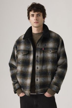 Levi's Trucker Jacket de fit holgado Plaid Sherpa - Hombre - L - Gris / James Plaid Paloma