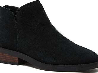 Lands End Essential Zip Up Ankle Booties in Black Suede at Nordstrom, Size 9.5