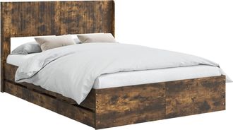 vidaXL Estructura De Cama Con Almacenamiento Y Cabecero Roble Ahumado Vidaxl