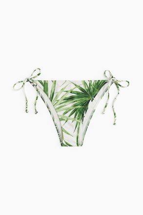 H&M Tie-Tanga Bikinihose - Weiss/Gr&uuml;n Gemustert