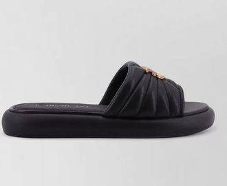 Pinko leather quilted slides