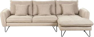 Beliani Beliani - Sof&aacute; Esquinero Moderno Ajustable Izquierdo Tapicer&iacute;a De Tela De Chenilla Cojines De Respaldo De Dispersi&oacute;n Beige Sersan