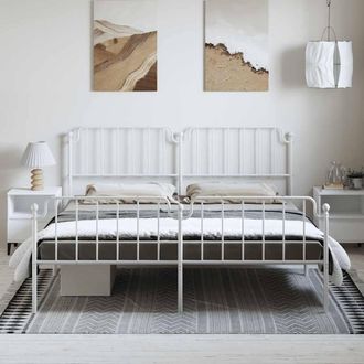Berkfield Home Metal Bed Frame with Headboard & Footboard White 183x213 cm