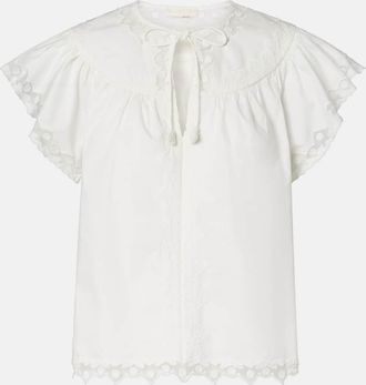 Ulla Johnson Top Effie in cotone con ricamo