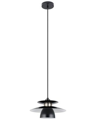Eglo Eglo Brenda 1 Light Pendant With Black Finish & Black With White Interior Metal Shade