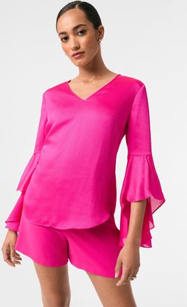Trina Turk Yuki Flounce-Sleeve Top