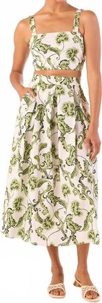 Misa Aggie Midi Skirt In Green