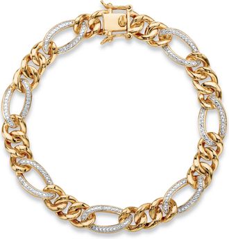 Palm Beach Jewelry Mens Diamond Accent 18k Gold-Plated Pave-Style Oval Curb-Link Bracelet 8.5