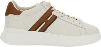 Hogan Lace-Up Low-Top Sneakers with Tan Leather Accents