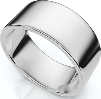 Pompeii3 9mm Flat High Polished Wedding Band 10K White Gold Size Selectable
