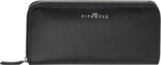 John Richmond Textured Zip Wallet - Dames - Portefeuilles - Zwart - ONE Size - Leer - Accessoires