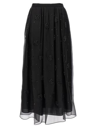 Max Mara Black Silk Midi Womens Skirt