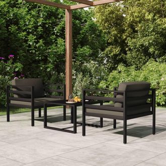 vidaXL Set Muebles De Jard&iacute;n 3 Pzas Y Cojines Aluminio Gris Antracita Vidaxl