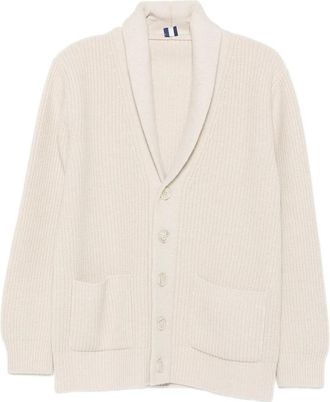 Fedeli Ribbed-knit Shawl-collar Cardigan