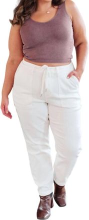 Judy Blue High Rise Contrast Thread Jogger In Ecru