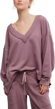 Free People Staycation Oversize Lounge Sweatshirt in Elderberry Tea at Nordstrom, Size X-Small