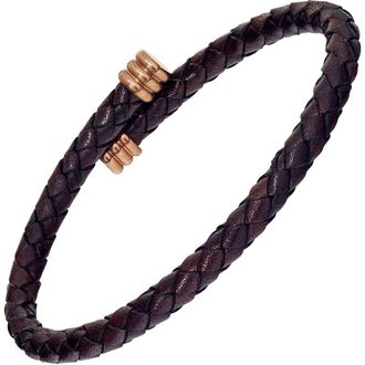 Link Up Flexible Braided Leather Bracelet With Stainless Steel End Caps in Brown at Nordstrom