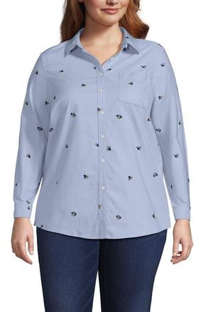Lands End Oxford Shirt in Soft Sky/deep Sea Floral at Nordstrom, Size 2X