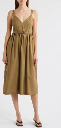 Steve Madden Juno Halter Neck Cotton Dress in Deep Olive at Nordstrom Rack, Size 12