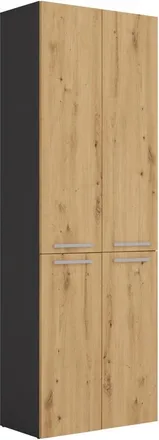 Hucoco Hucoco - Ellos - Mueble De Cuarto De Ba&ntilde;o Con 2 Cestas - Almacenaje Para Cuarto De Ba&ntilde;o - 174x60x30 - Mueble Alto