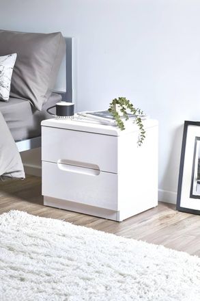 Julian Bowen Manhattan 2 Drawer Bedside Table in White