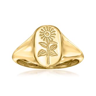 Ross-Simons Italian 14kt Yellow Gold Sunflower Signet Ring