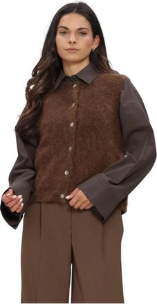 Second Female Overhemden, Dames, Bruin, XL, Brook Knit Button Vest