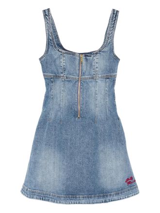 Self Portrait denim zip mini dress - Blu