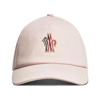 Moncler Hats & Caps, female, Pink, ONE SIZE, Pink Embroidered Logo Cotton Hat