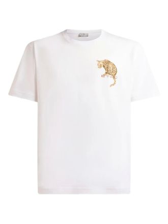 Etro leopard print embroidery t-shirt - White