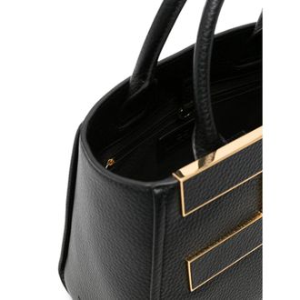 Elisabetta Franchi Womens Tote Bag Black Pebbled Material Polyester