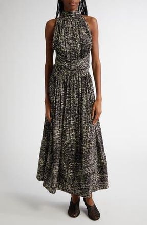 Proenza Schouler Lola Tweed Print Crepe Dress in Black Multi at Nordstrom Rack, Size 12